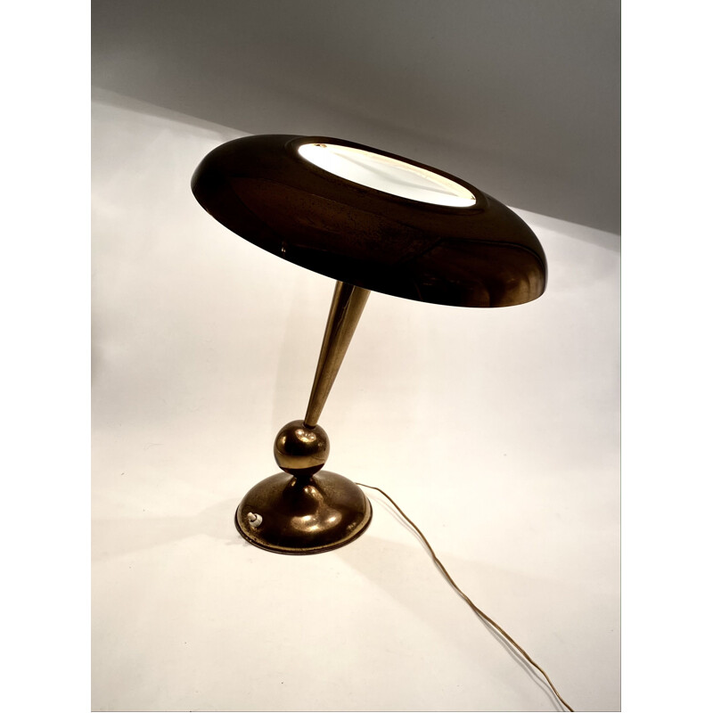 Lampe de bureau vintage Oscar Torlasco en laiton Prod Lumi 1960