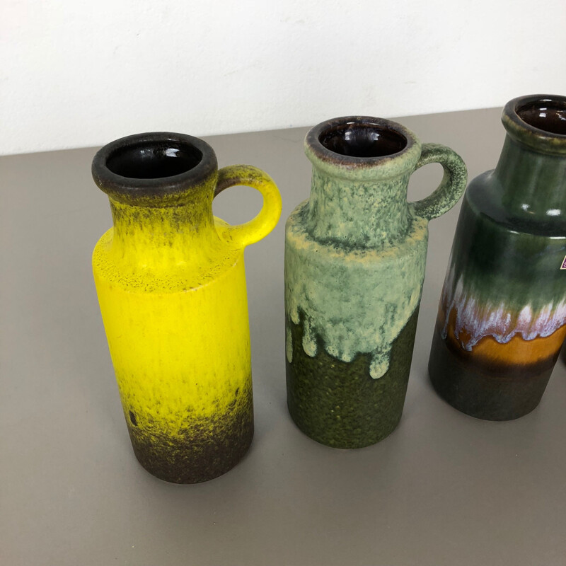 Conjunto de 4 vasos de cerâmica em negrito vintage de Scheurich, Alemanha 1970