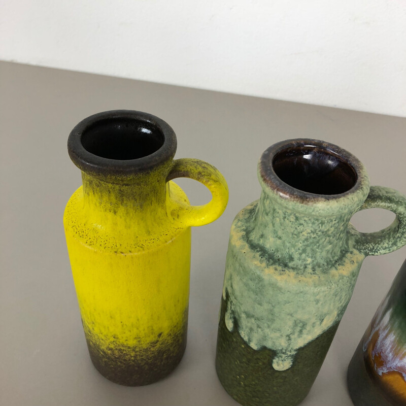 Set of 4 vintage fat ceramic vases from Scheurich, Germany 1970