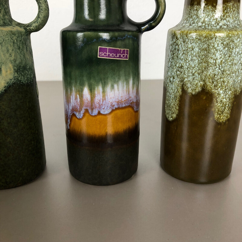 Set aus 4 Vintage-Vasen aus Fettkeramik aus Scheurich, Deutschland 1970