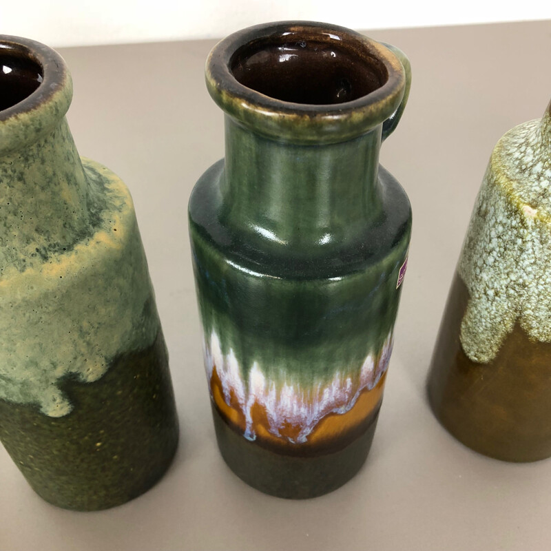 Set of 4 vintage fat ceramic vases from Scheurich, Germany 1970