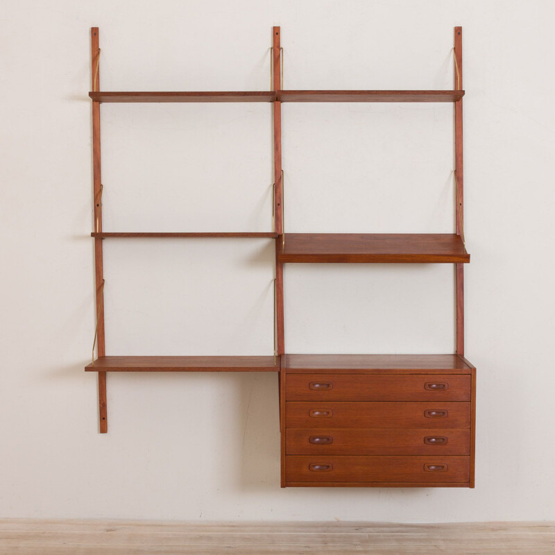 Vintage Teak wall unit with a desk and chest of drawers Cadovius Sorensen Denmark 1960s