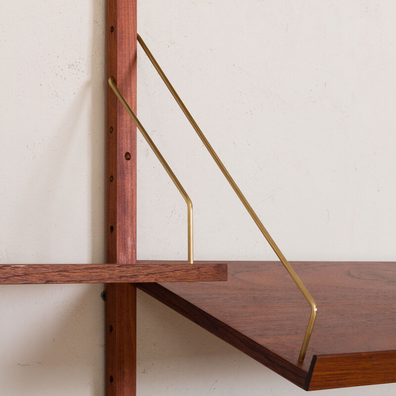 Vintage Teak wall unit with a desk and chest of drawers Cadovius Sorensen Denmark 1960s