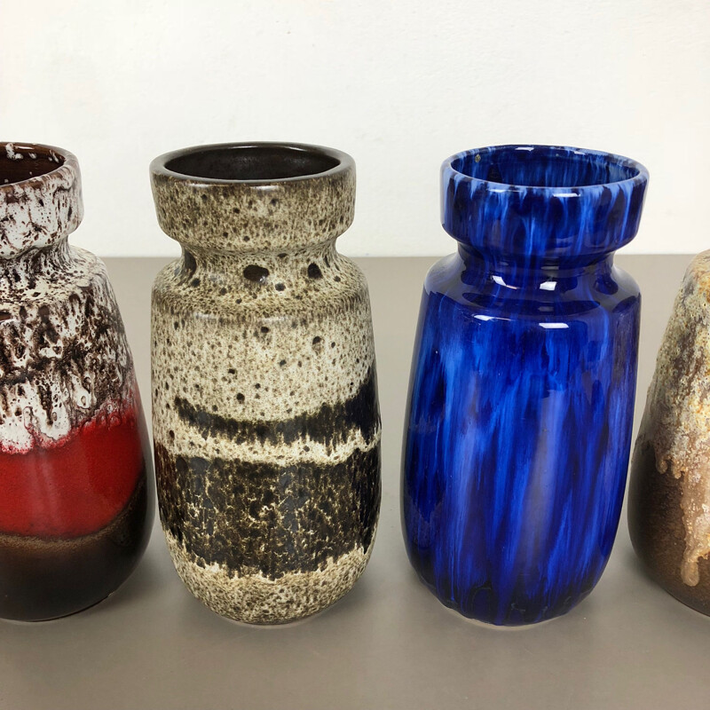 Set di 4 vasi vintage in ceramica di Scheurich, Germania 1970
