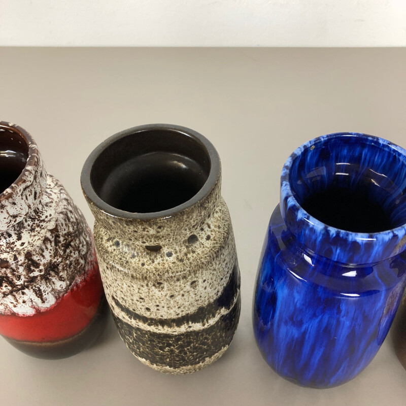 Conjunto de 4 vasos de cerâmica em negrito vintage de Scheurich, Alemanha 1970