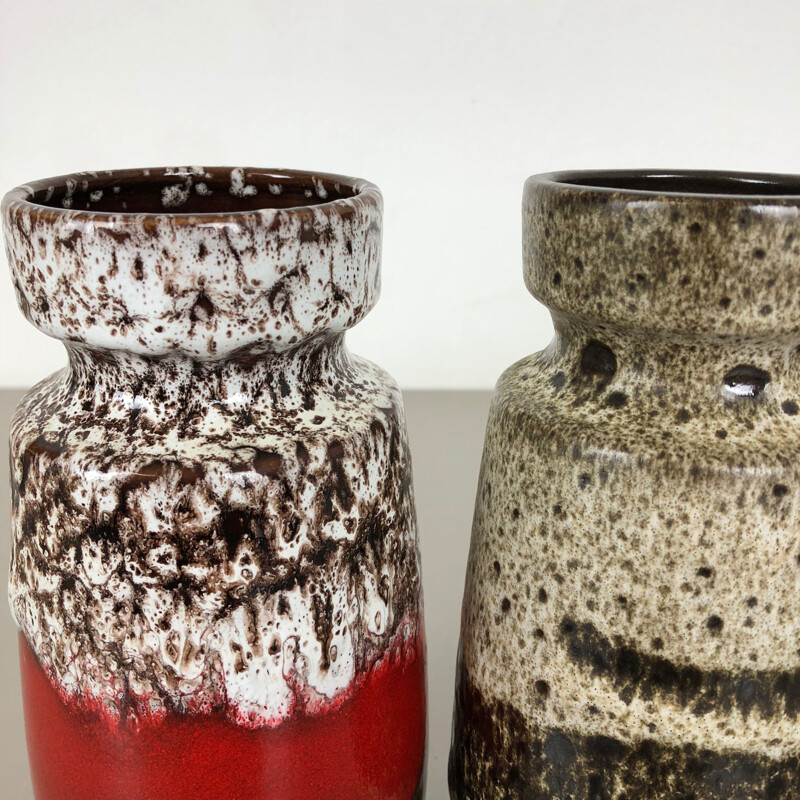 Ensemble de 4 vases vintage en céramique grasse de Scheurich, Allemagne 1970