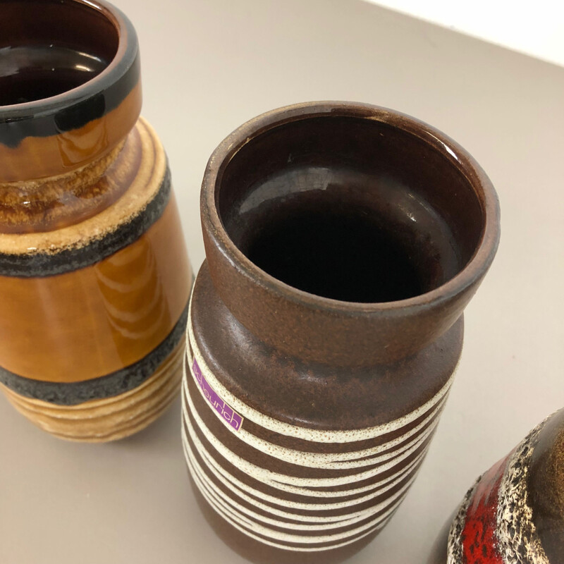 Conjunto de 4 vasos de cerâmica vintage para Scheurich, Alemanha 1970