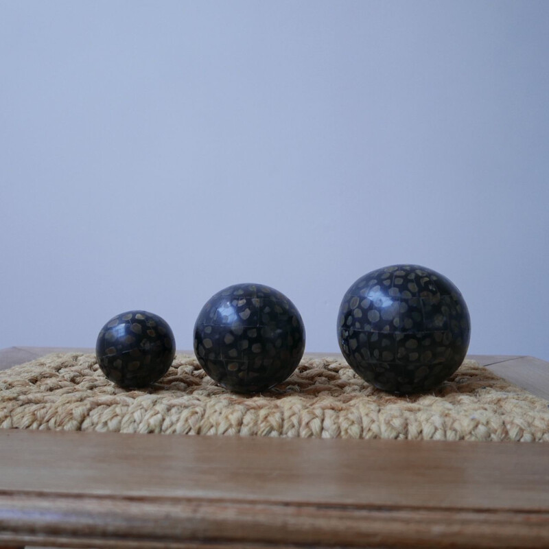 Set of 3 Mid-Century Decorative Balls Desk Curios