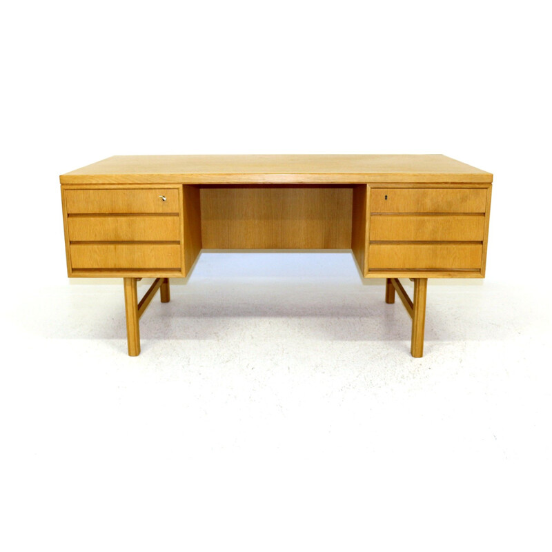 Vintage oak desk Sweden 1960s