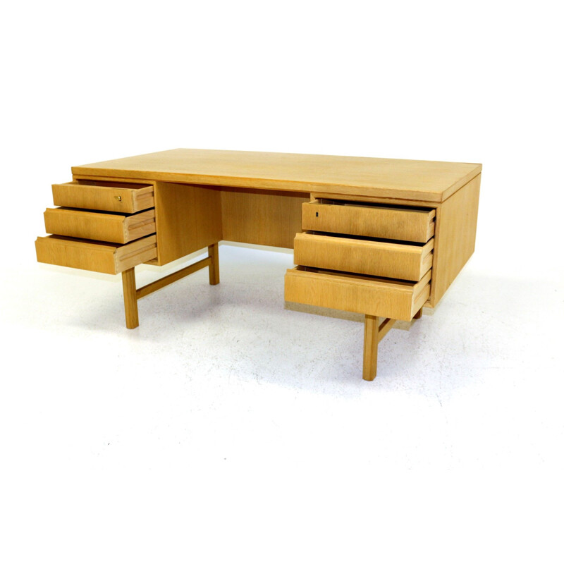 Vintage oak desk Sweden 1960s