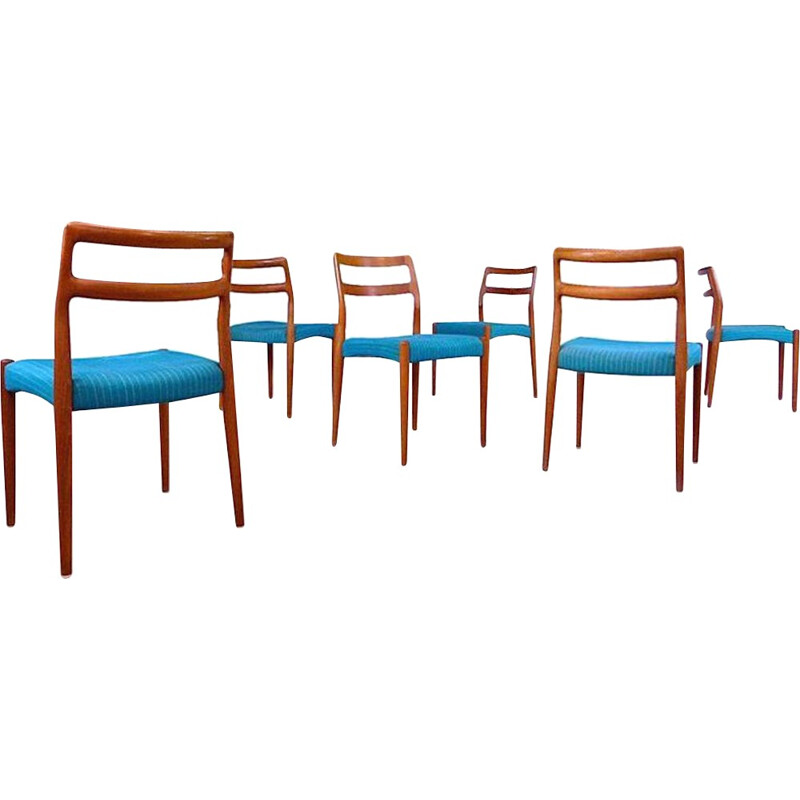 Set of Danish teak dining chairs, Johannes ANDERSEN - 1960s