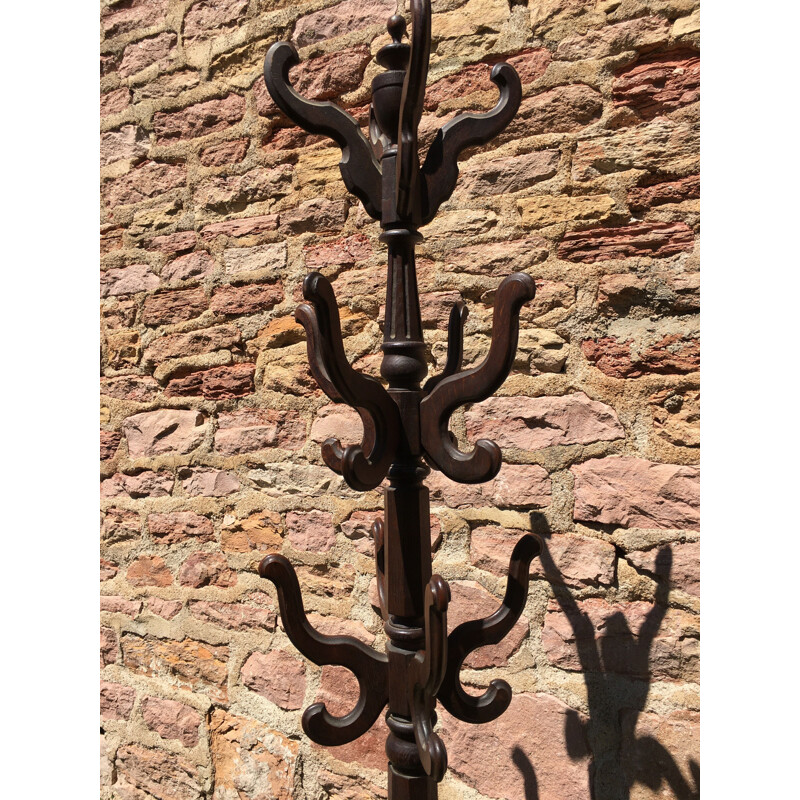 Vintage coat rack in oak and zinc