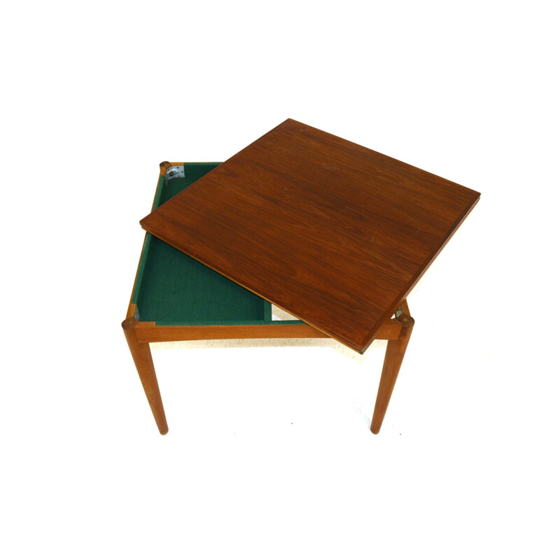 Tavolo da gioco vintage in teak Danimarca 1960