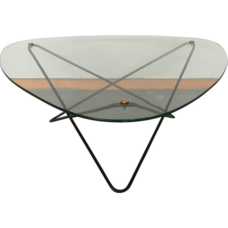 Airborne coffee table in metal and glass, Florent Lasbleiz - 1954