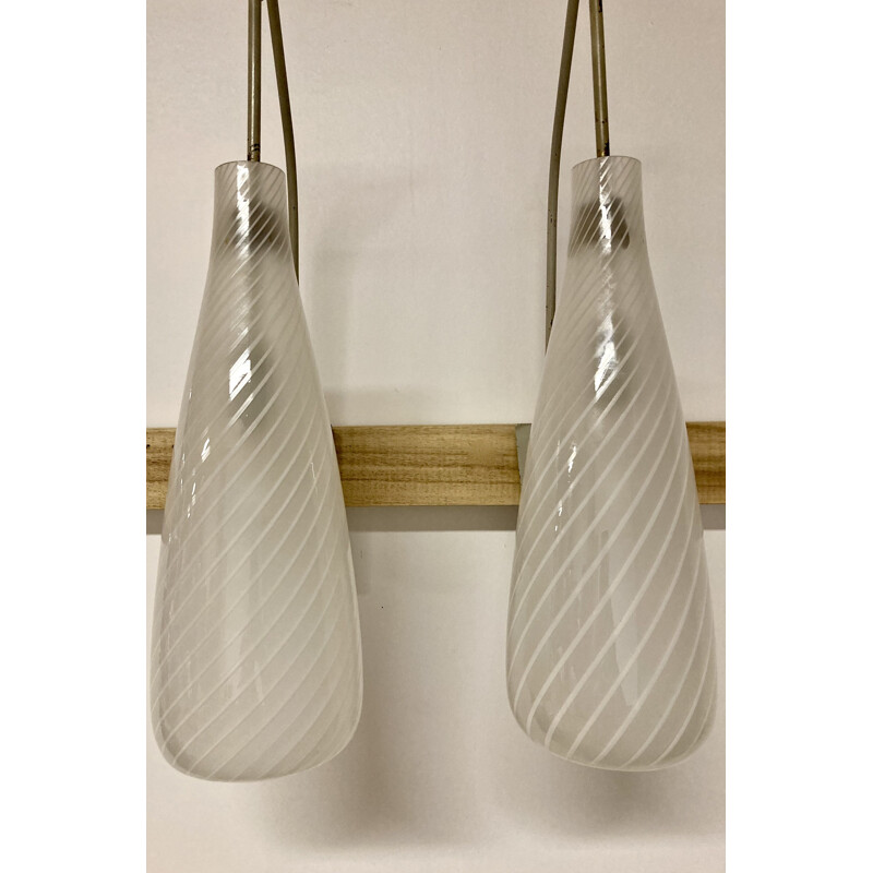 Pair of vintage glass wall lights Scandinavian 1950s