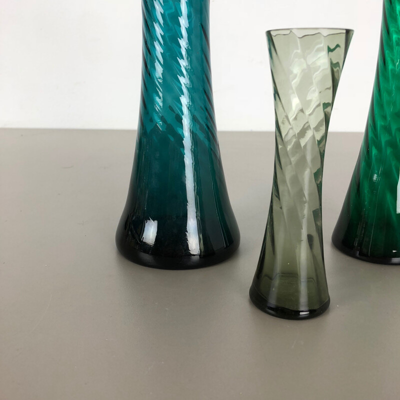 Set of 3 vintage hand blown crystal vases by Alfred Taube, Germany 1960