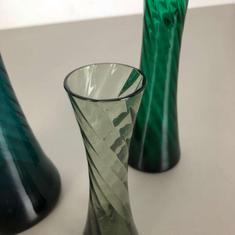 Set aus 3 Vintage-Vasen aus mundgeblasenem Kristallglas von Alfred Taube, Deutschland 1960