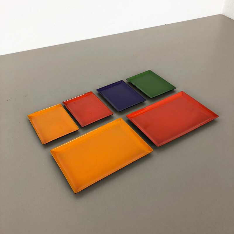 Set of 6 vintage Multi-Color Tray Elements Modern Sweden 1960s