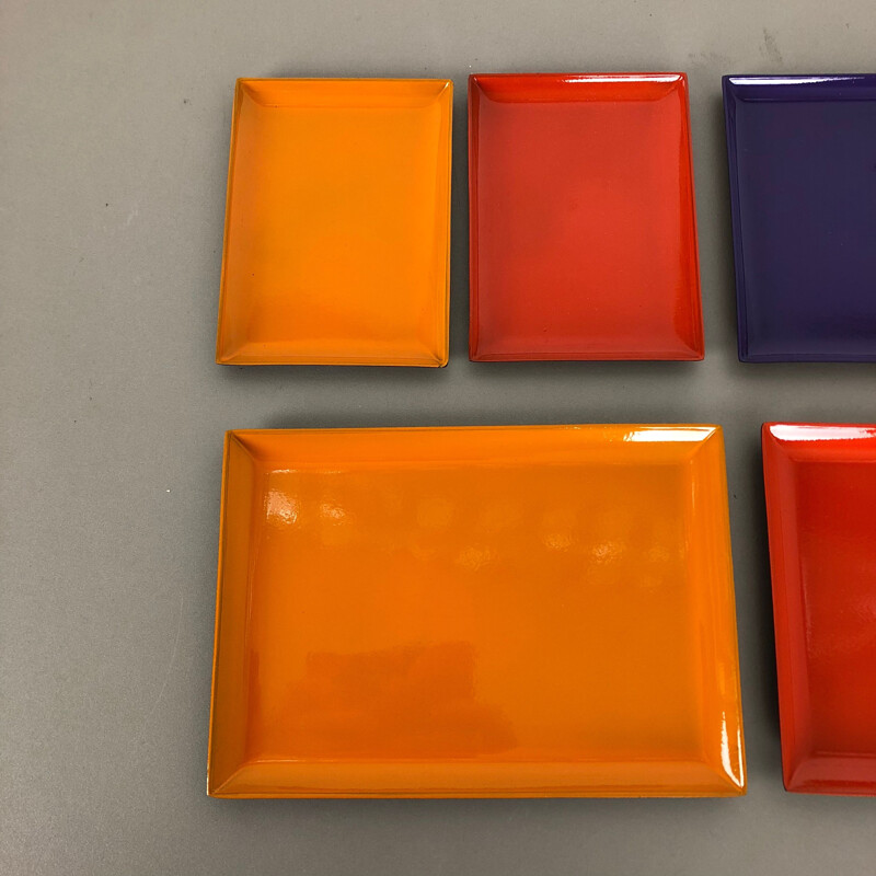 Set of 6 vintage Multi-Color Tray Elements Modern Sweden 1960s