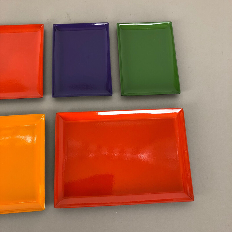 Set of 6 vintage Multi-Color Tray Elements Modern Sweden 1960s