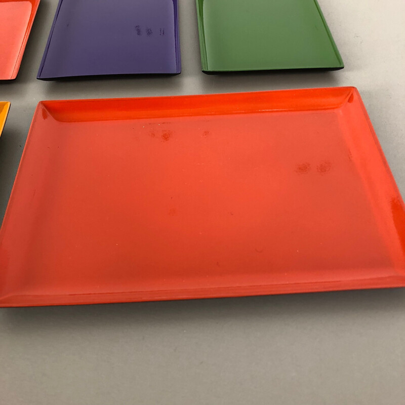 Set of 6 vintage Multi-Color Tray Elements Modern Sweden 1960s