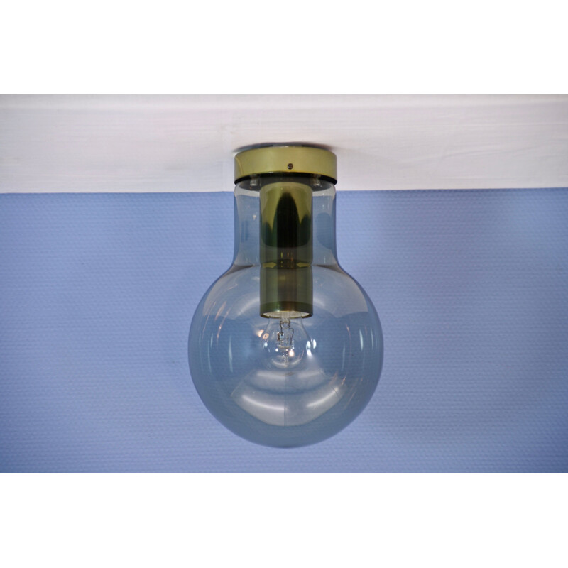 Vintage ceiling light in tinted glass by Frank Ligtelijn for Raak Amsterdam 1960s