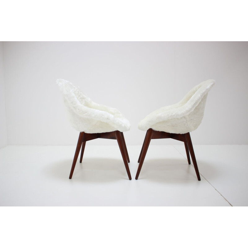 Pair of vintage wooden lounge chairs by Miroslav Navratil, Czechoslovakia 1960