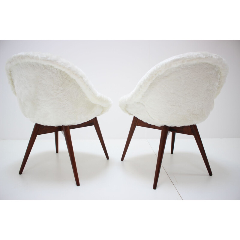 Pair of vintage wooden lounge chairs by Miroslav Navratil, Czechoslovakia 1960