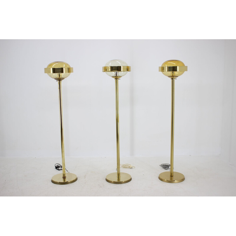 Set of 3 vintage Preciosa Gold Floor Lamp Czechoslovakia 1970s