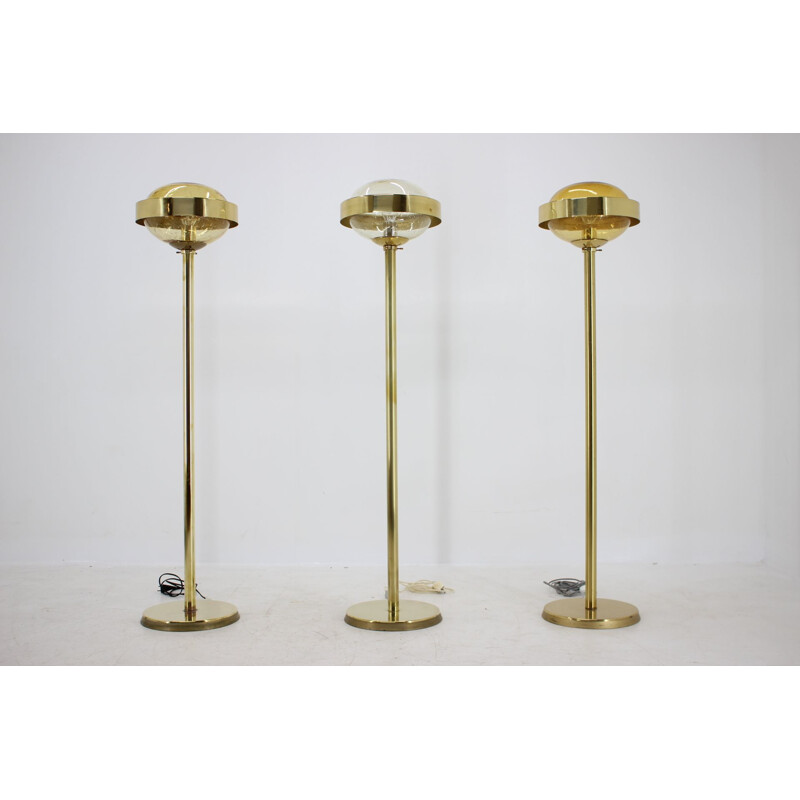 Set of 3 vintage Preciosa Gold Floor Lamp Czechoslovakia 1970s