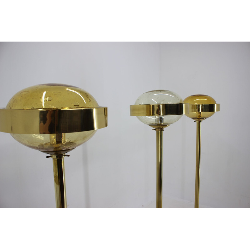 Set of 3 vintage Preciosa Gold Floor Lamp Czechoslovakia 1970s