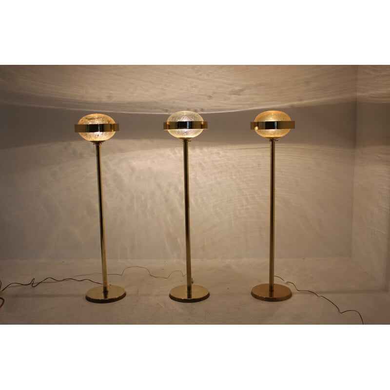 Set of 3 vintage Preciosa Gold Floor Lamp Czechoslovakia 1970s