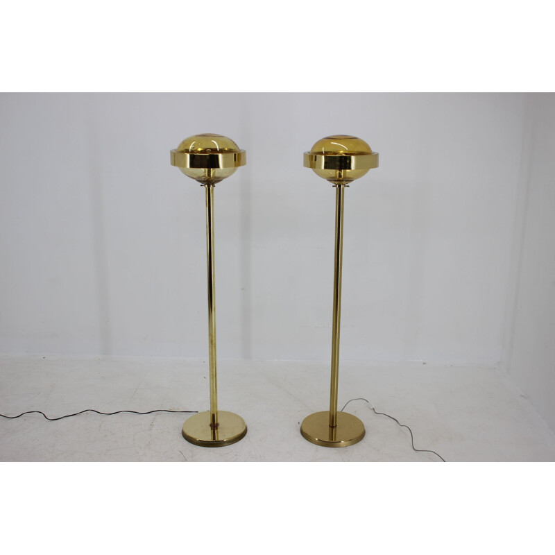 Pair of vintage Preciosa Gold Floor Lamp Czechoslovakia