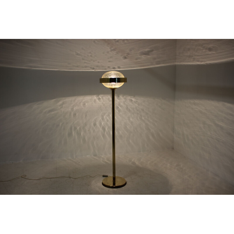 Vintage Preciosa Gold Floor Lamp Czechoslovakia 1970s