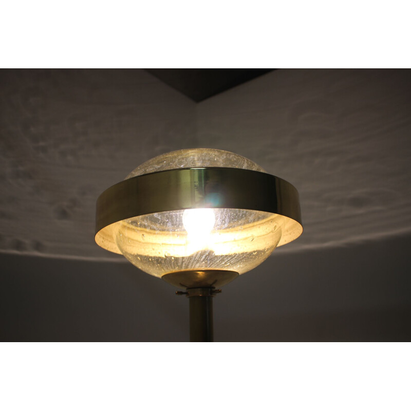 Vintage Preciosa Gold Floor Lamp Czechoslovakia 1970s