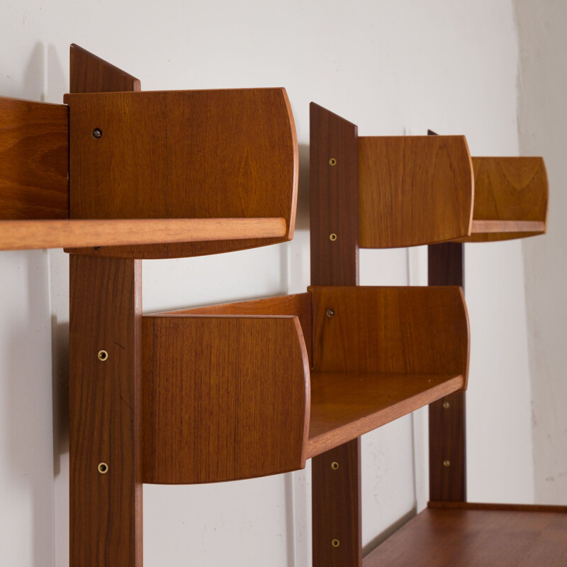 Vintage Three-Bay Wall Unit by Blindheim Mobelfabrik with bar cabinet Scandinavian 1960s