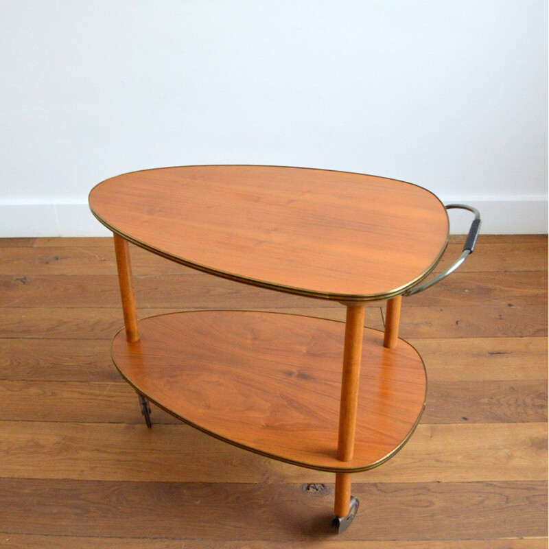 Table d'appoint vintage sur roulettes 1950