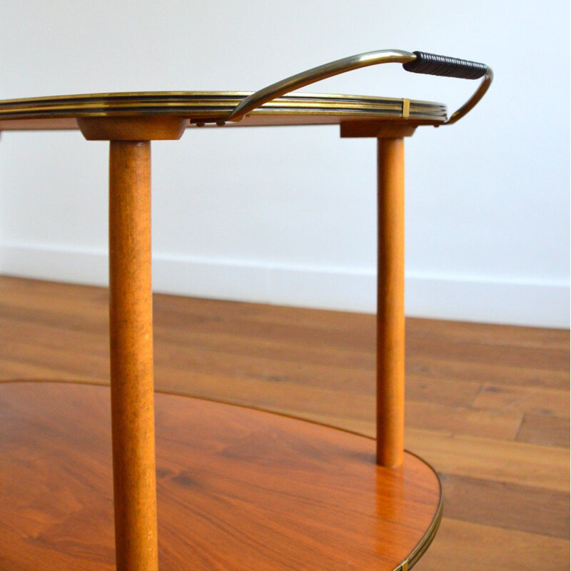 Vintage side table on casters 1950s