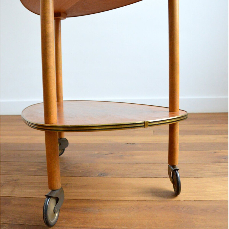 Table d'appoint vintage sur roulettes 1950