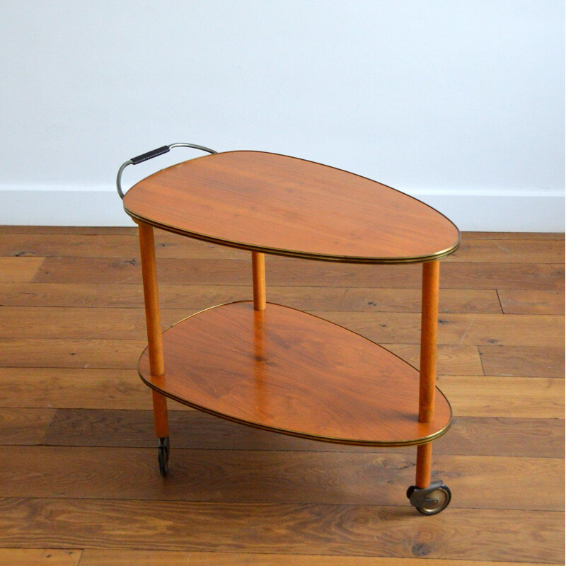 Vintage side table on casters 1950s