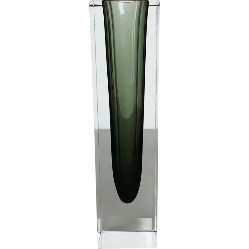 Grand vase vintage Sommerso en verre de Murano par Flavio Poli Seguso Italie 1970