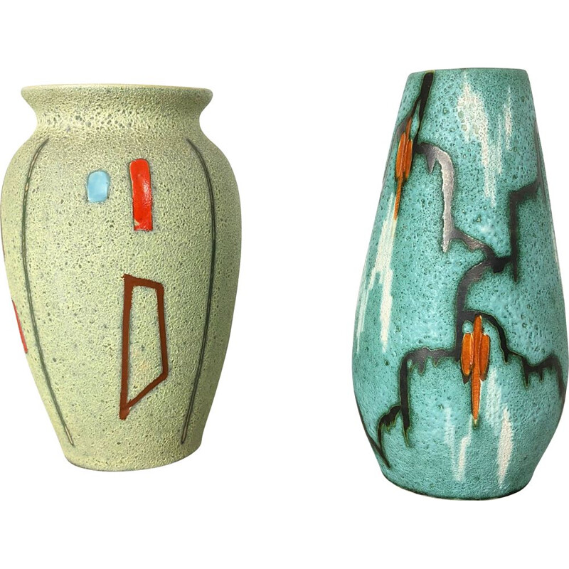 Pair of vintage ceramic vases for Scheurich, Germany 1960