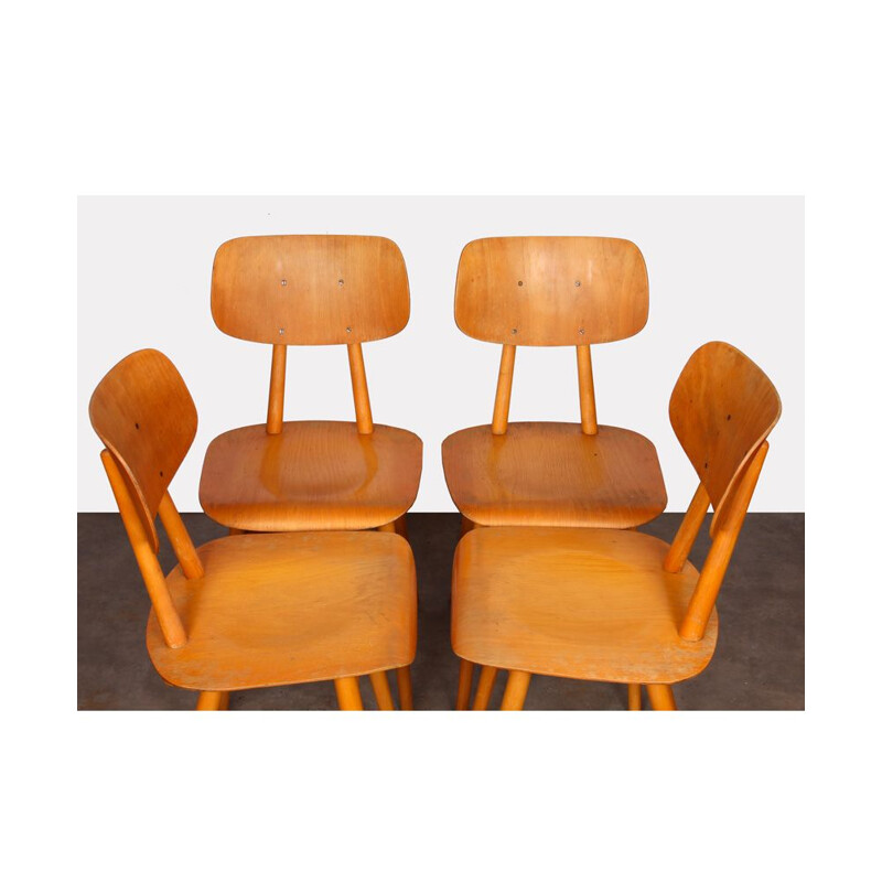 Set of 4 vintage chairs by Ton 1960s