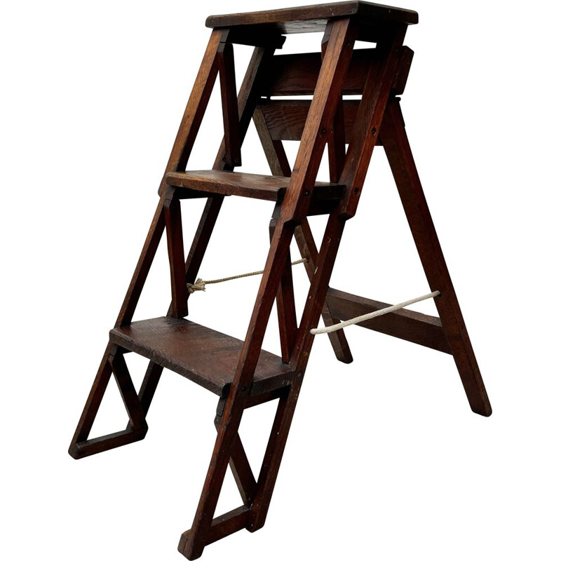 Vintage Folding Step Ladder Wooden