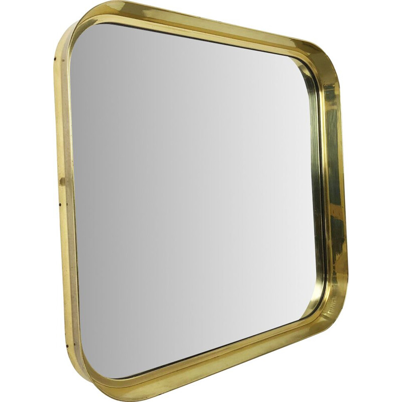 Vintage wall brass Mirror Vereinigte Werkstätten München German 1950s