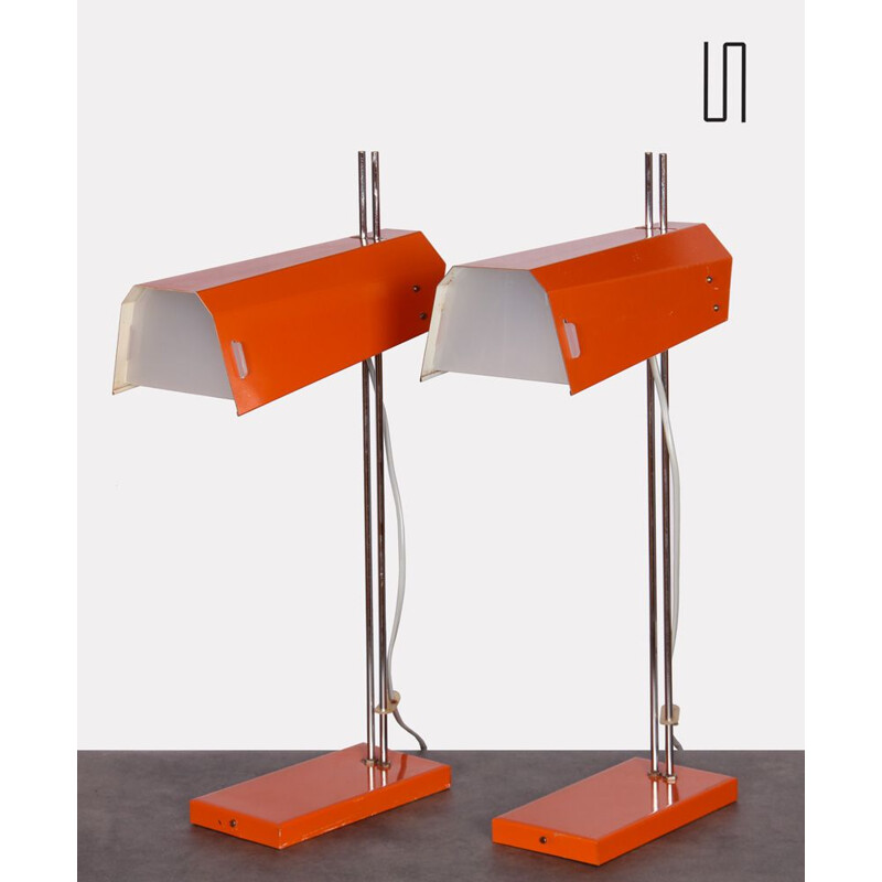 Pair of vintage metal lamps by Josef Hurka 1970s