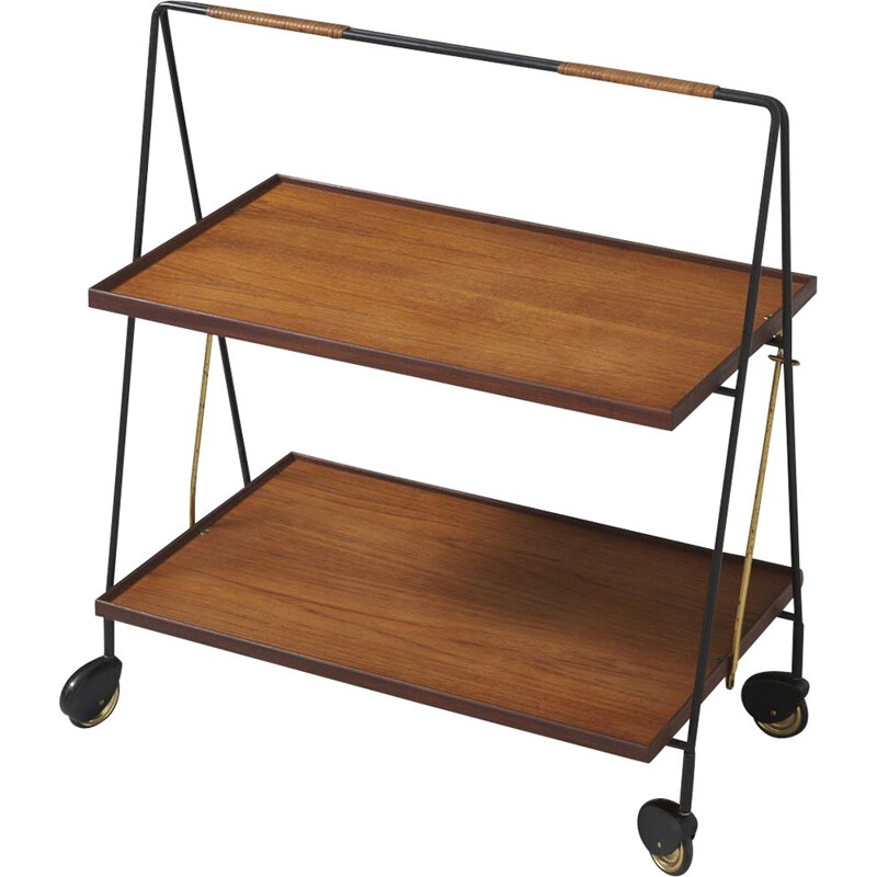 Vintage Folding Service Trolley in Teak 1950s