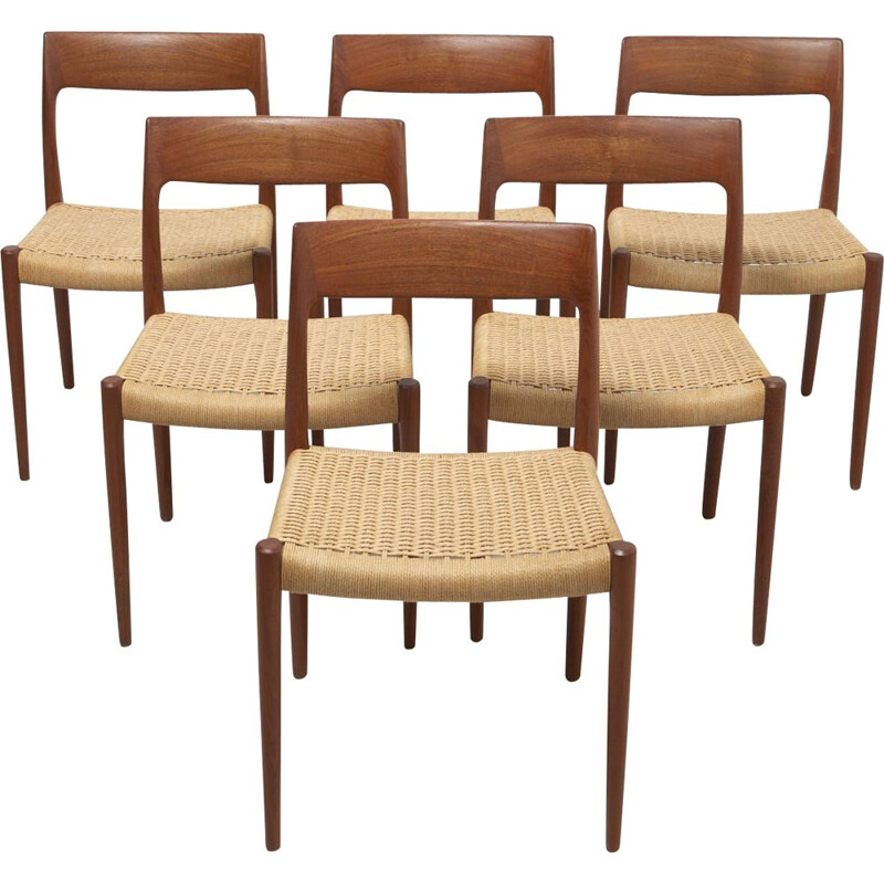 Set of 6 vintage Dining Chairs by Niels O. Moller for J.L. Mollers Mobelfabrik Denmark 1950s