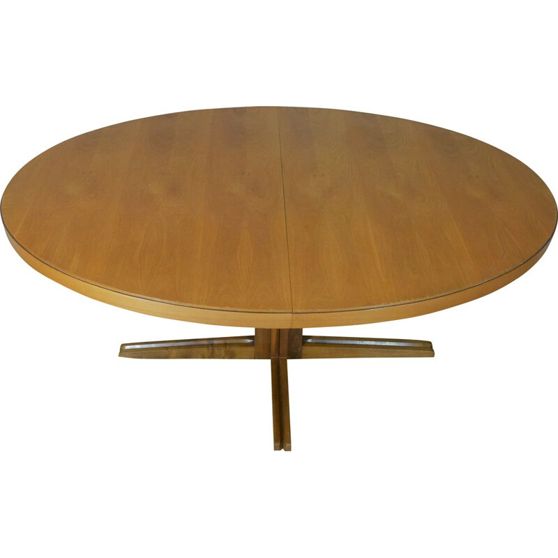 Vintage oval extensible Scandinavian dining table 1960s