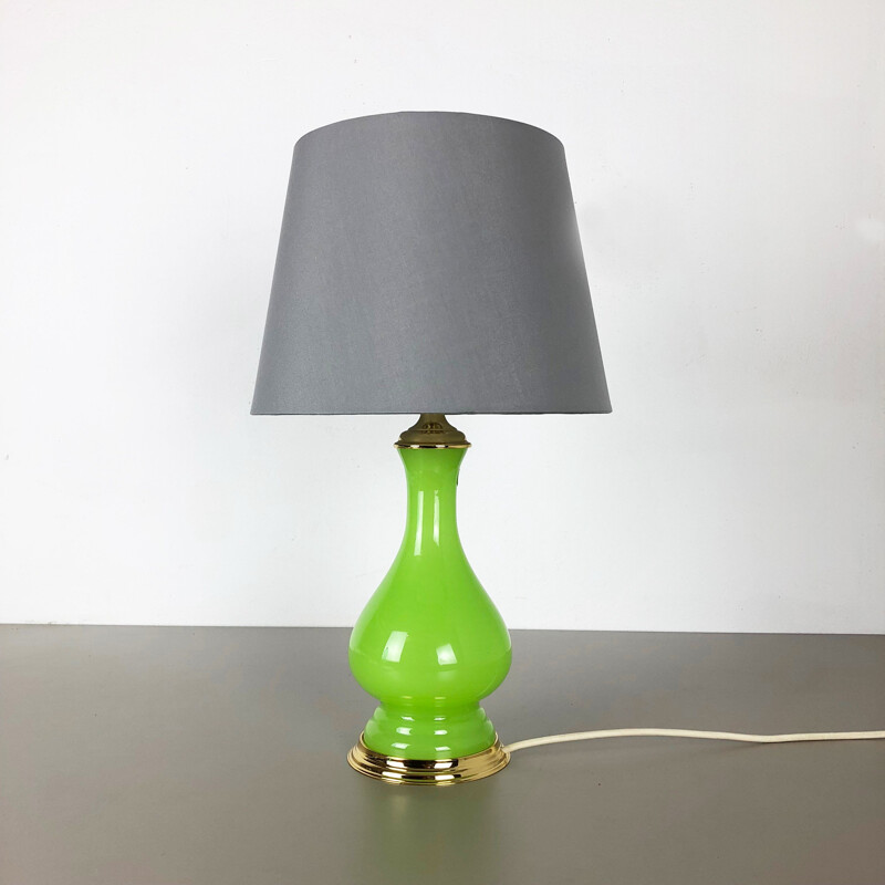 Vintage New Old Stock Opaline Murano Glass Green Table Light by Cenedese Vetri 1960s